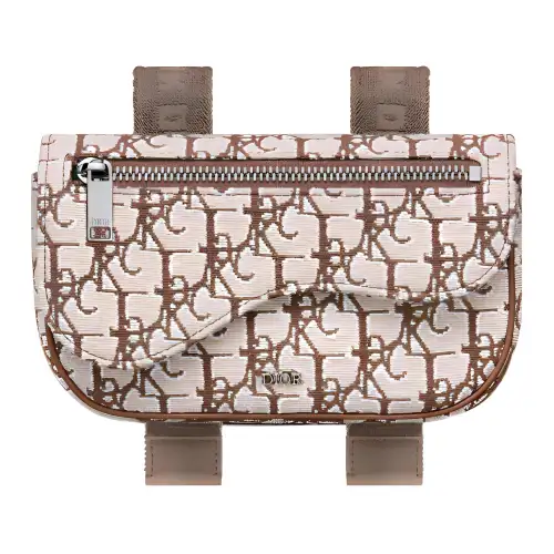 DIOR CACTUS JACK Collaboration Jacquard Fabric Saddle Arm Wrist Bag Men's Coffee