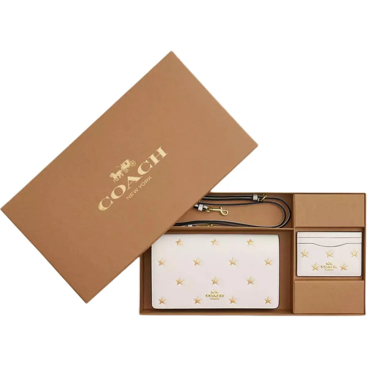 COACH Anna Refined Calfskin Combo Set Small Women's Gold & Chalk Multicolor