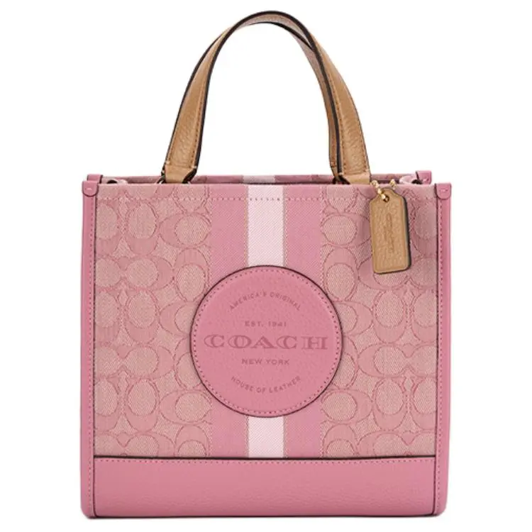 COACH Dempsey Fabric With Cow Leather Tote Bag, Shopping Bag, Shoulder Bag, Crossbody Bag, Handbag Small Women's