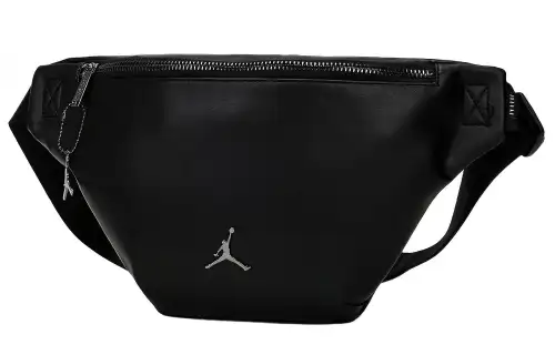 Jordan Leather Sling Bag, Crossbody Bag, Fanny Pack Regular Unisex Pure Black