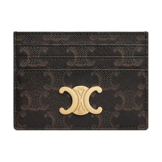 CELINE Triomphe Canvas Wallet, Card Holder Regular Women's Brown