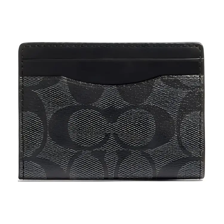 COACH Card Case Cow Leather Card Holders Small Women's Black