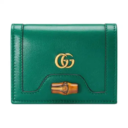 GUCCI Diana Leather Wallet, Card Holder Women's Green