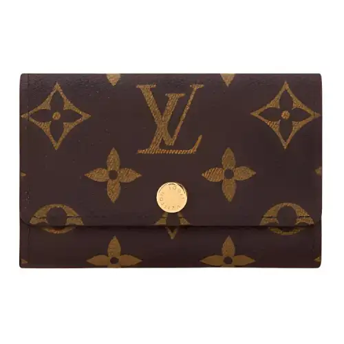 LOUIS VUITTON Monogram Canvas Key Pouch Men's Brown & Rose Red