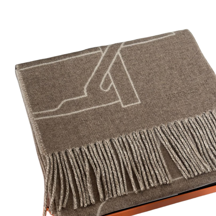 Мужской шарф Hermes Jacquard (коричневый) — фото 3