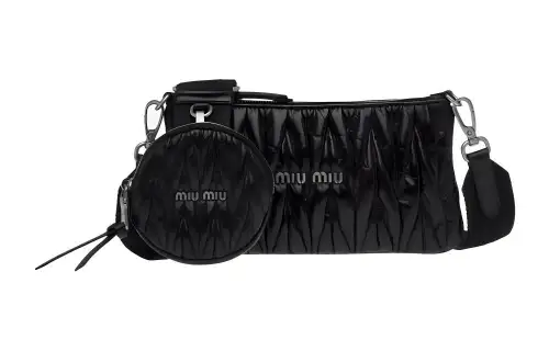 MIU MIU Matelassé Cow Leather Coin Purse, Shoulder Bag, Crossbody Bag Regular Women's Black