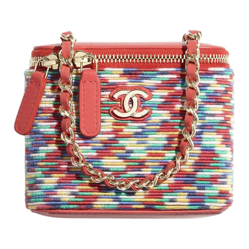 CHANEL Velvet And Metal Square Box Clutch Small Women's Pink Multicolor