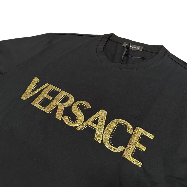 Мужская футболка Versace Logo (черная) — фото 3