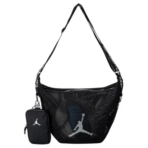Jordan Polyester 2 in 1 HOBO One Shoulder Crossbody Basketball Bag Regular Unisex Jet Black