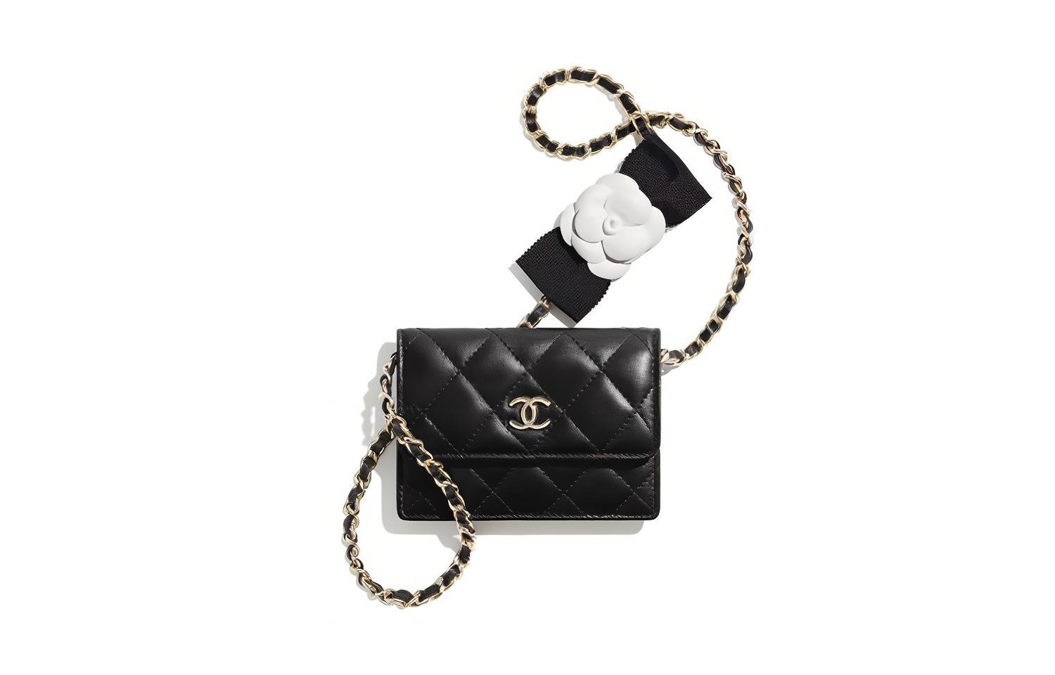 CHANEL WOC Lambskin Shoulder Bag, Crossbody Bag, Coin Purse, Card Holder Mini Women's Black
