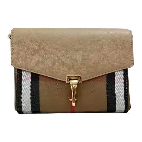 Burberry Cow Leather Shoulder Bag, Crossbody Bag Women's Beige & Brown