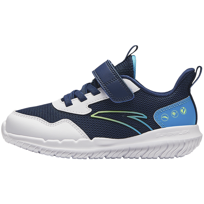 ANTA Children's Yuanqi synthetic leather mesh fabric comfortable and versatile sports shoes anti-kick breathable lightweight shock-absorbing low-top children's running shoes blue and white small and medium-sized children