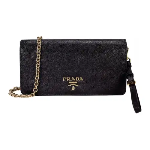 PRADA Saffiano Leather Shoulder Bag, Crossbody Bag Women's Black