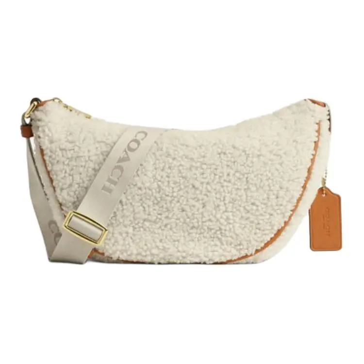 COACH Shearling Crossbody Bag, Shoulder Bag Large Women's Ecru