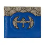 GUCCI Canvas With Leather Wallet Men's Blue/Ebony