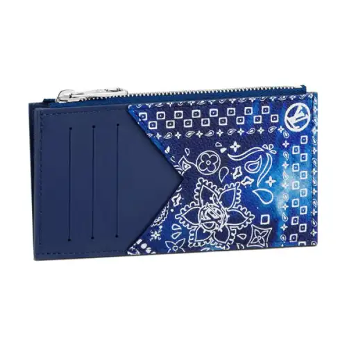 LOUIS VUITTON Coin Card Holder Bandana Monogram Blue