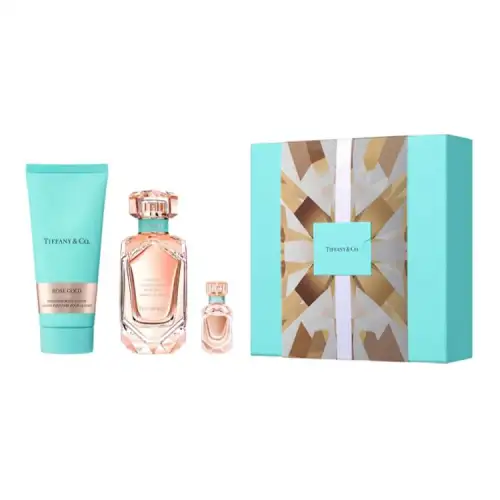 TIFFANY & CO. Tiffany, golden gift box contains rose, perfume, floral set, body cream for traveling for students, 75 ml, 100 ml, 5 ml, Birthday gift