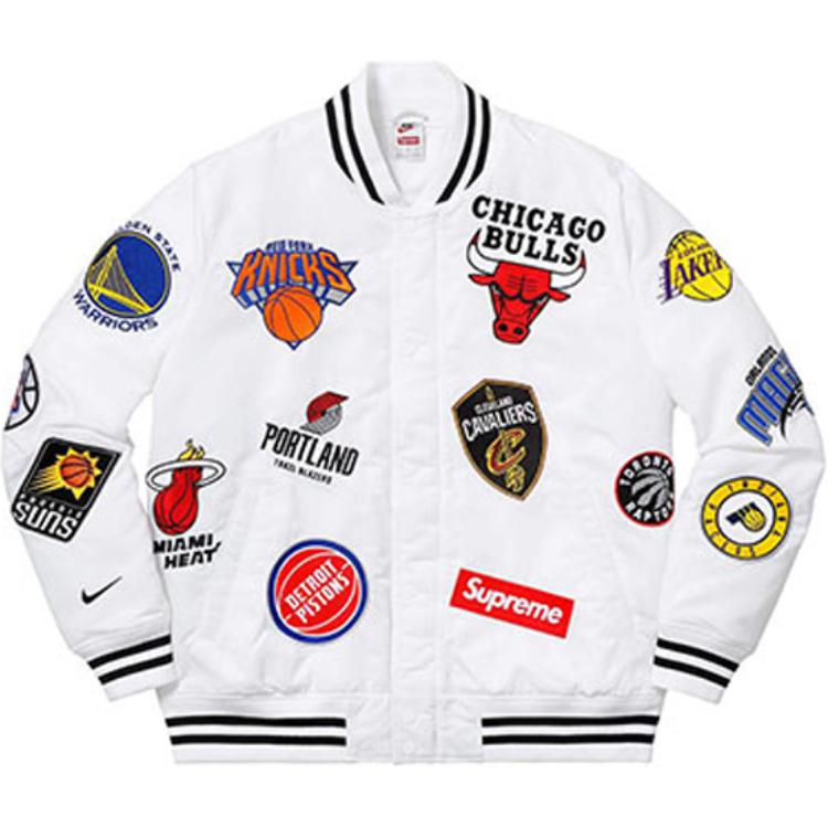 Куртка Supreme Nike NBA Teams Warm-Up Jacket (белая) — фото 3