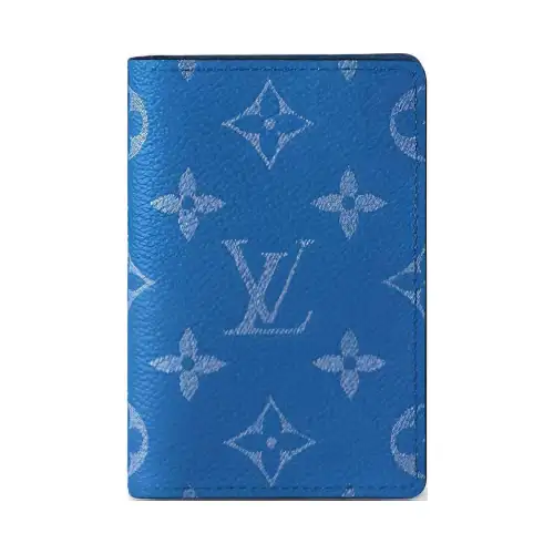 LOUIS VUITTON Leather Wallet Men's Blue