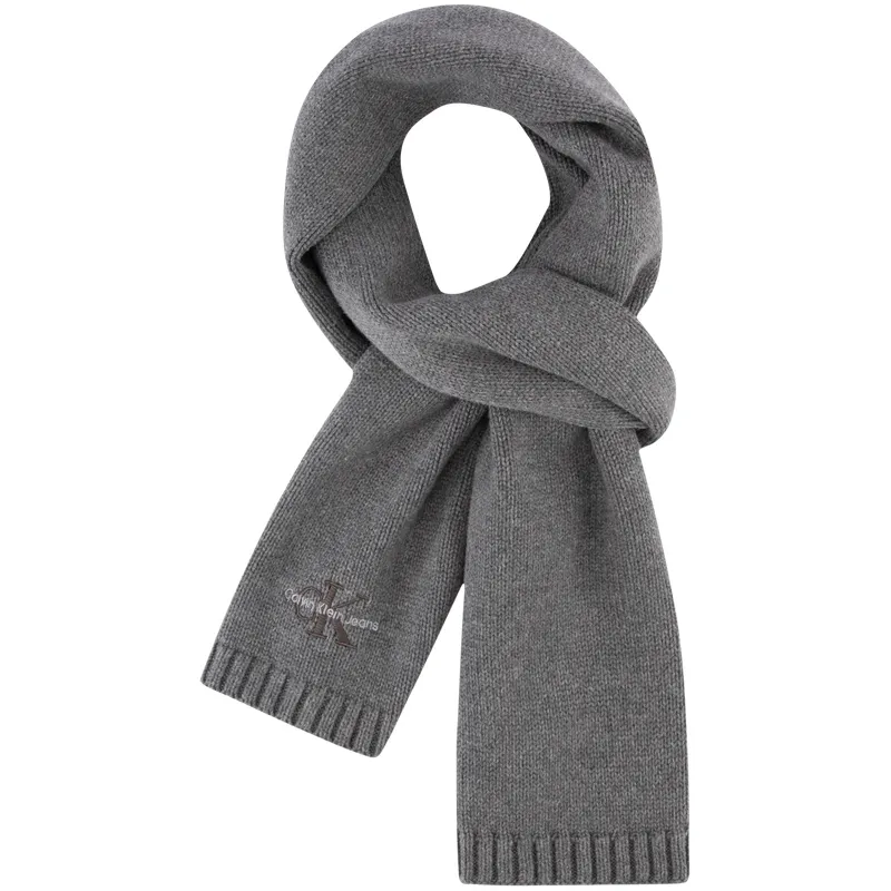 CALVIN KLEIN Cotton Knit Scarves Unisex Hero Gray