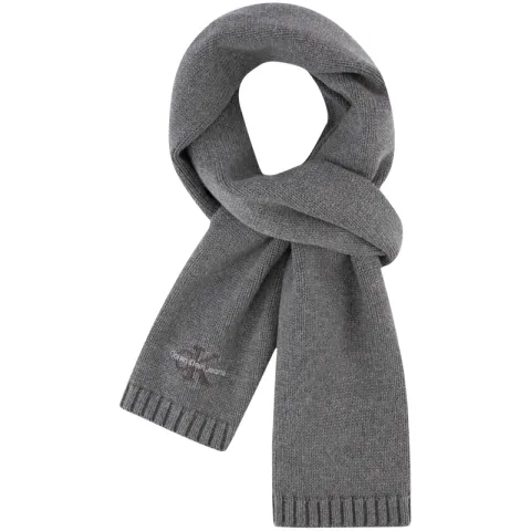 CALVIN KLEIN Cotton Knit Scarves Unisex Hero Gray