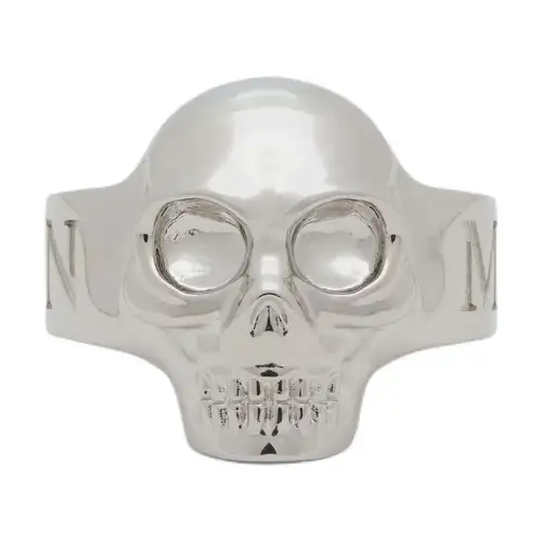 Alexander McQueen Alexander McQueen skull decoration palladium plated metal environmentally friendly brass ring men's silver