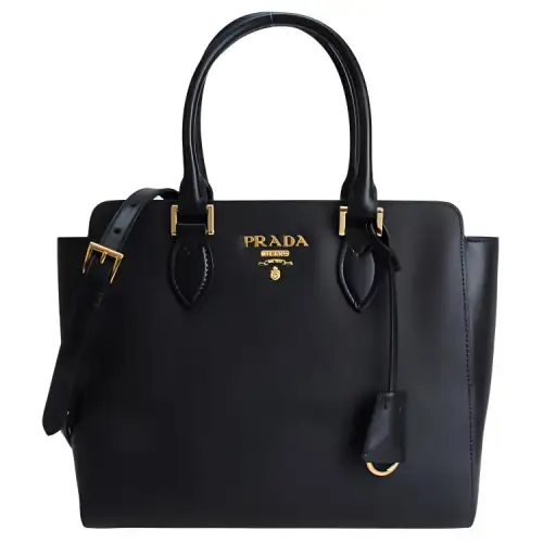 PRADA Saffiano Leather Shoulder Bag, Crossbody Bag, Handbag Regular Women's Black