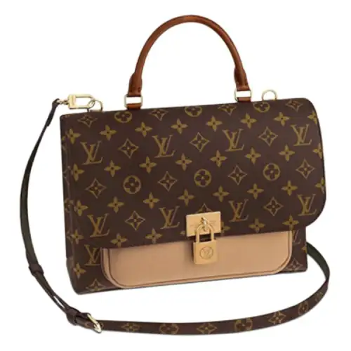 LOUIS VUITTON Marignan Leather Lock Clasp Messenger Bag, Crossbody Bag, Shoulder Bag Regular Women's Beige