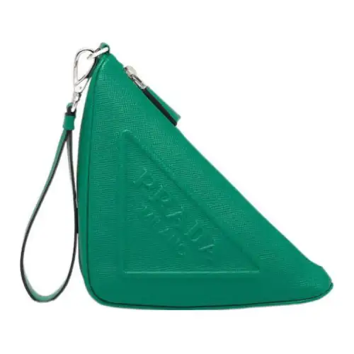 PRADA Triangle Leather Clutch Men's Mango