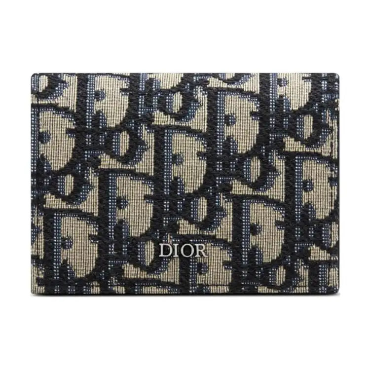 DIOR Fabric Card Holder Card Holder Unisex Denim Blue