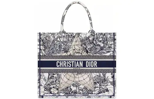 DIOR BookTote Embroidery Tote Bag, Shopping Bag, Shoulder Bag, Handbag Large Women's Blue