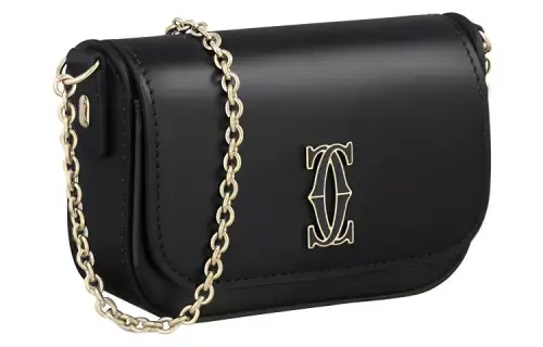 CARTIER Calfskin Crossbody Bag, Shoulder Bag Mini Women's Black