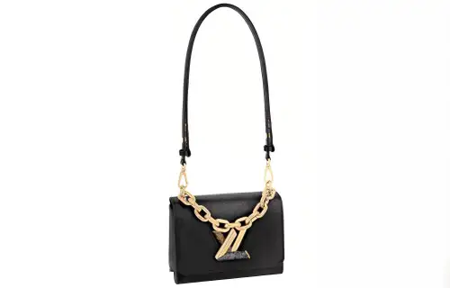LOUIS VUITTON Twist Epi Grain Leather With Cow Leather Trim Shoulder Bag, Crossbody Bag Small Women's Black