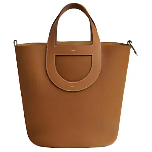 HERMES In The Loop Clemence With Swift Calfskin Basket Bag Pig Nose Bucket Bag Handbag Women's Gold