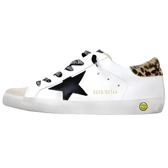 Golden Goose Super-Star Floral Leopard Print Tail Low-Top Kids' Skateboarding Shoes White Teenagers