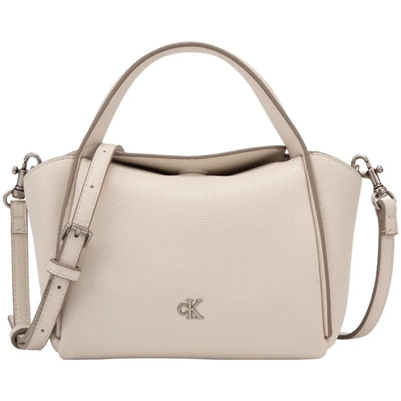 CALVIN KLEIN Blended Material One Shoulder Handbag Medium Women's Beige Apricot