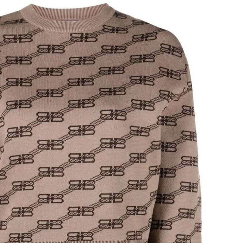 Женский свитер Balenciaga BB Monogram (коричневый) — фото 2