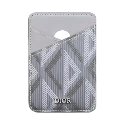 DIOR Canvas With Leather Detail Card Holder Regular Men's Dior Gray