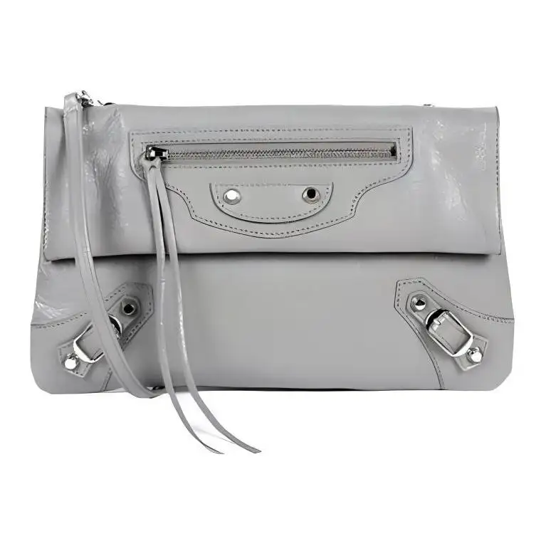 Balenciaga Genuine Leather Shoulder Bag Women's Gray