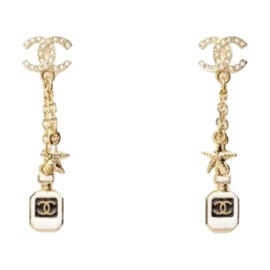 Женские серьги Chanel (золотисто-белые)