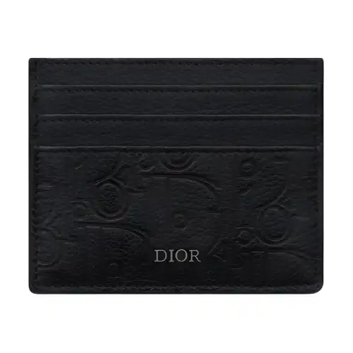 DIOR Cow Leather Card Holder Men's Black