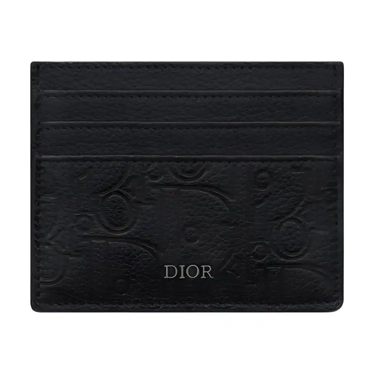 DIOR Cow Leather Card Holder Men's Black