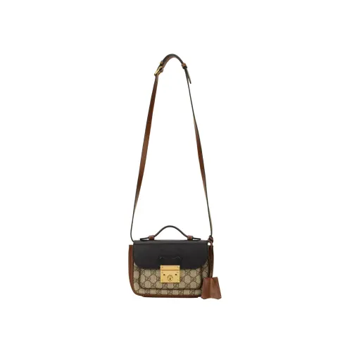 GUCCI Padlock Canvas With Leather Lock Bag, Messenger Bag, One Shoulder Handbag, Crossbody Bag Mini Unisex