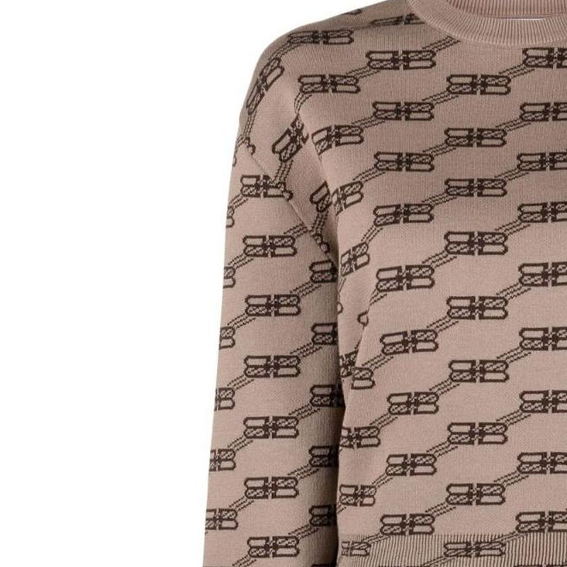 Женский свитер Balenciaga BB Monogram (коричневый) — фото 3