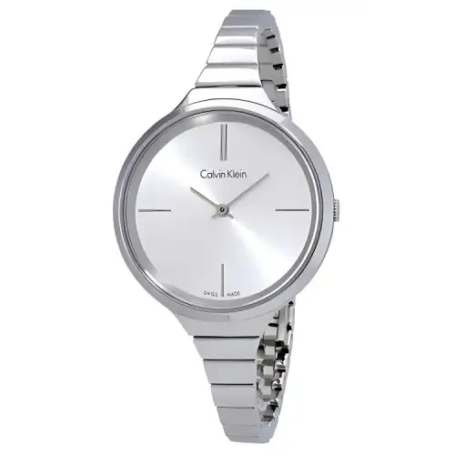 CALVIN KLEIN Wrist Watches Quartz Movement Stainless Steel Strap 34mm Silver Dial Women's Watch