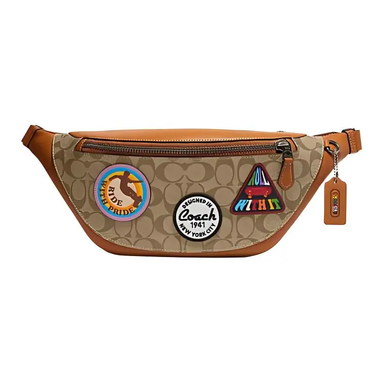 COACH Warren PVC Fanny Packs Large Men's Khaki & Brown