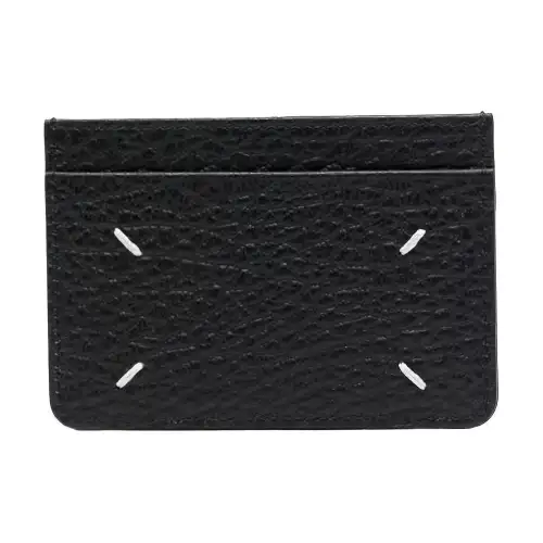 Maison Margiela Solid Color Calfskin Card Holder Men's Black