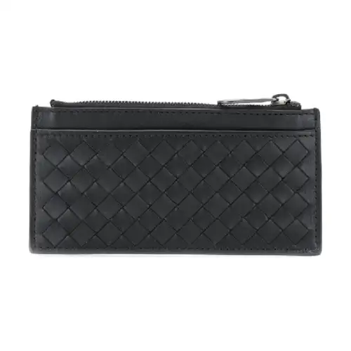 Bottega Veneta Zip Closure Leather Wallet, Card Holder Men's Black