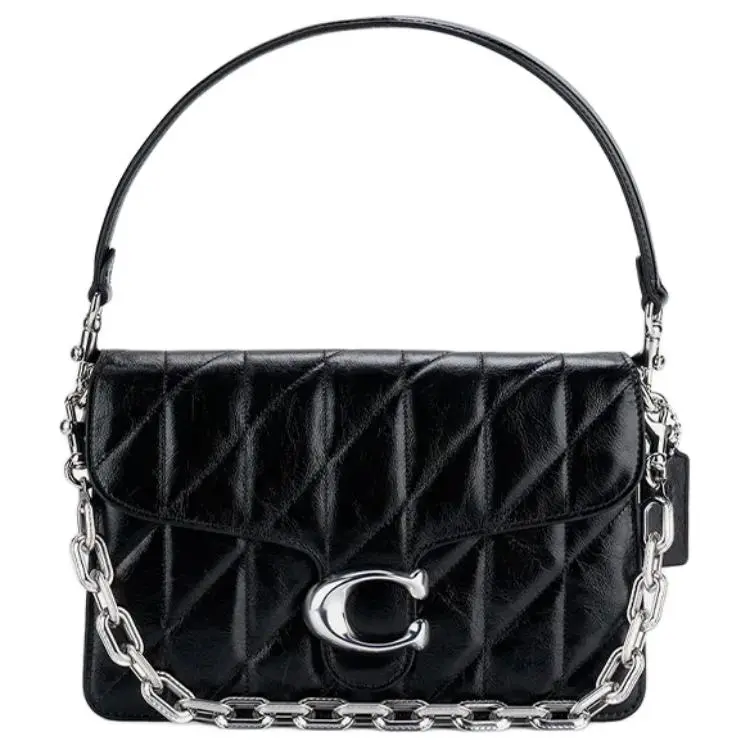 COACH Cow Leather Shoulder Bag Medium Women's Black
