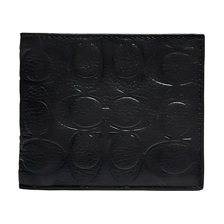 COACH 3 IN 1 Wallet Leather Wallet, Card Holder Regular Men's Black